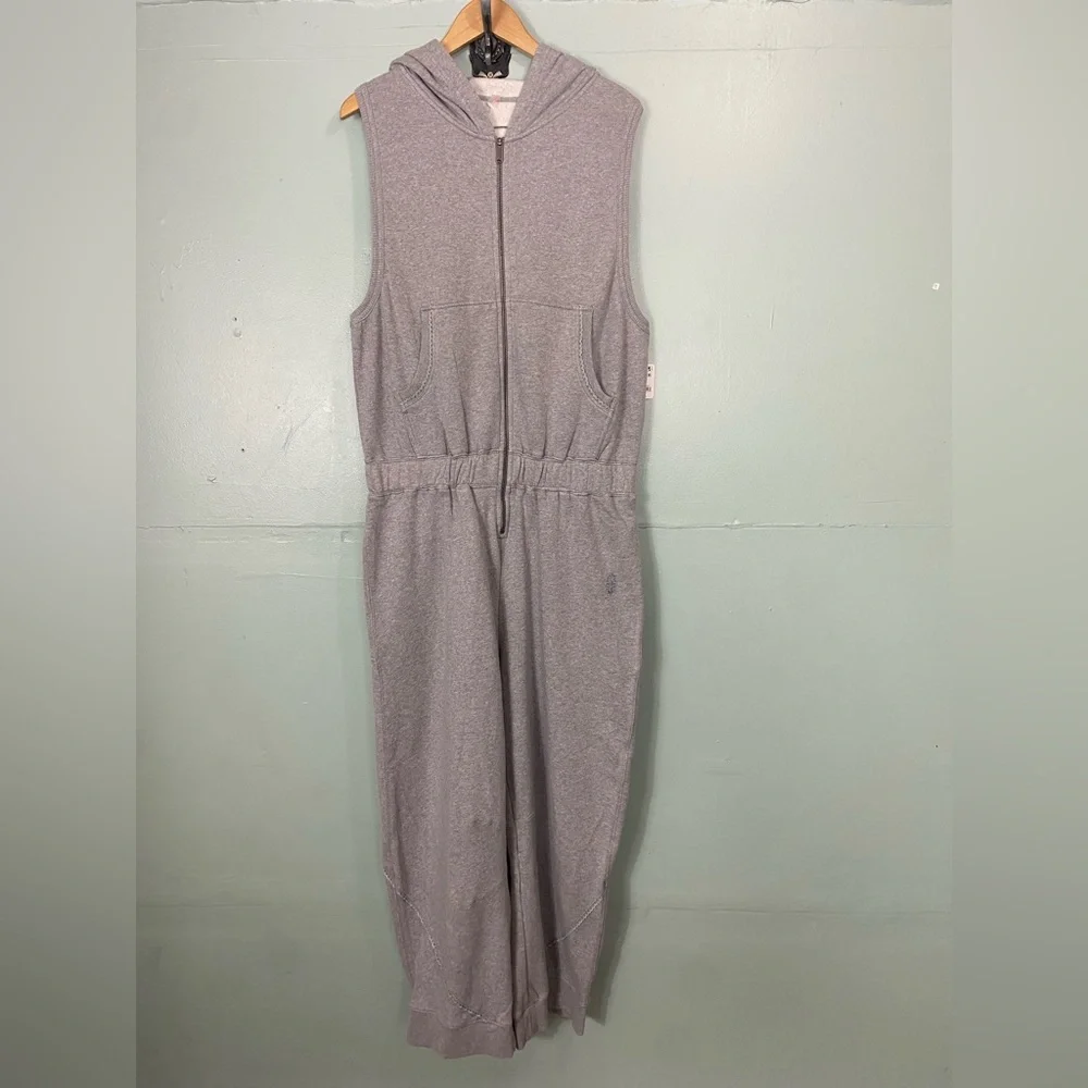 Free People Gray Sleeveless Hooded Jumpsuit - Picture 2 of 4